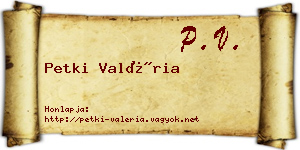 Petki Valéria névjegykártya